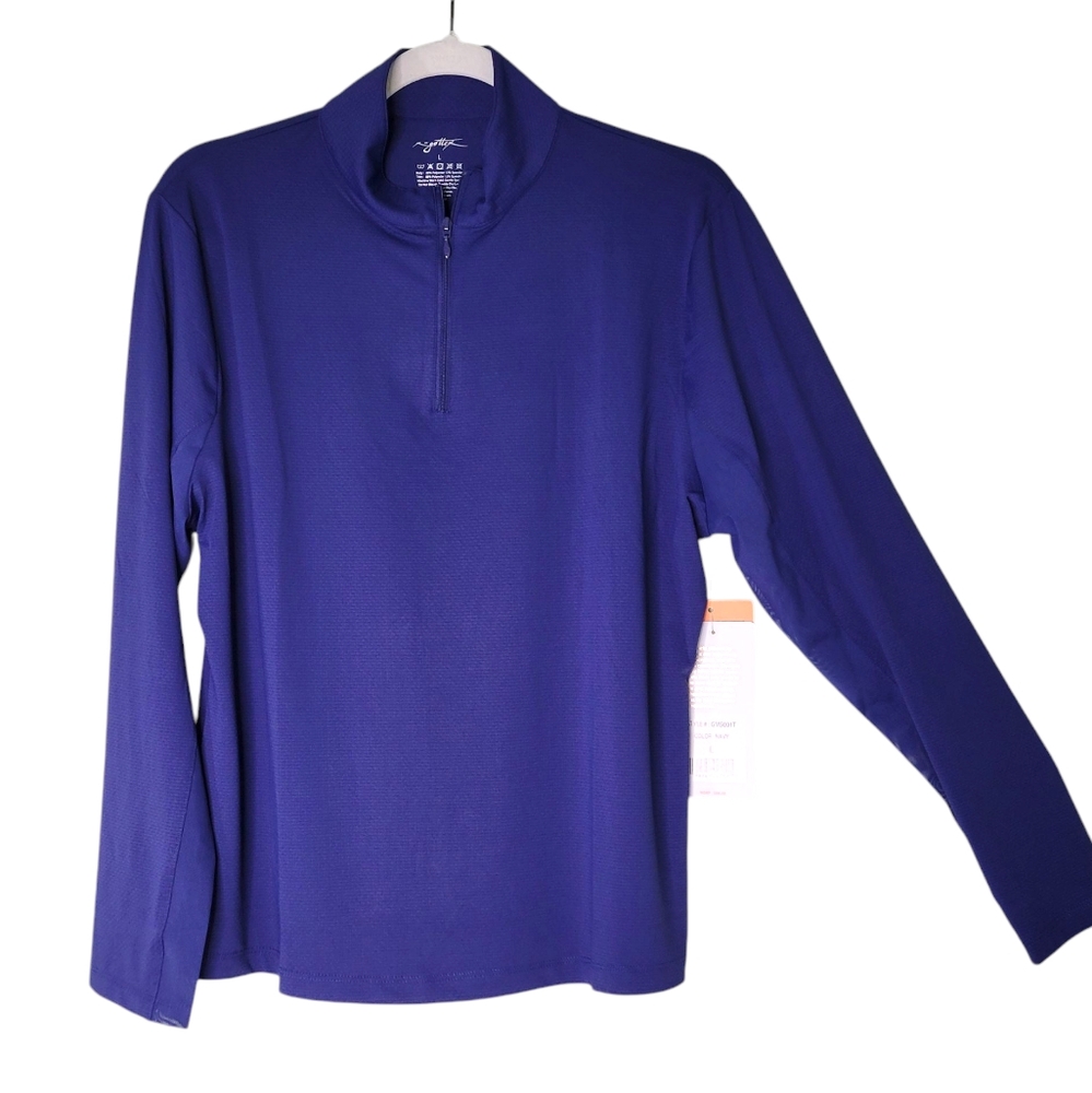 Gottex Women's Golf/Tennis Cooling Moisture Wick Stretch Quick Dry Navy Top Lge - Picture 8 of 8